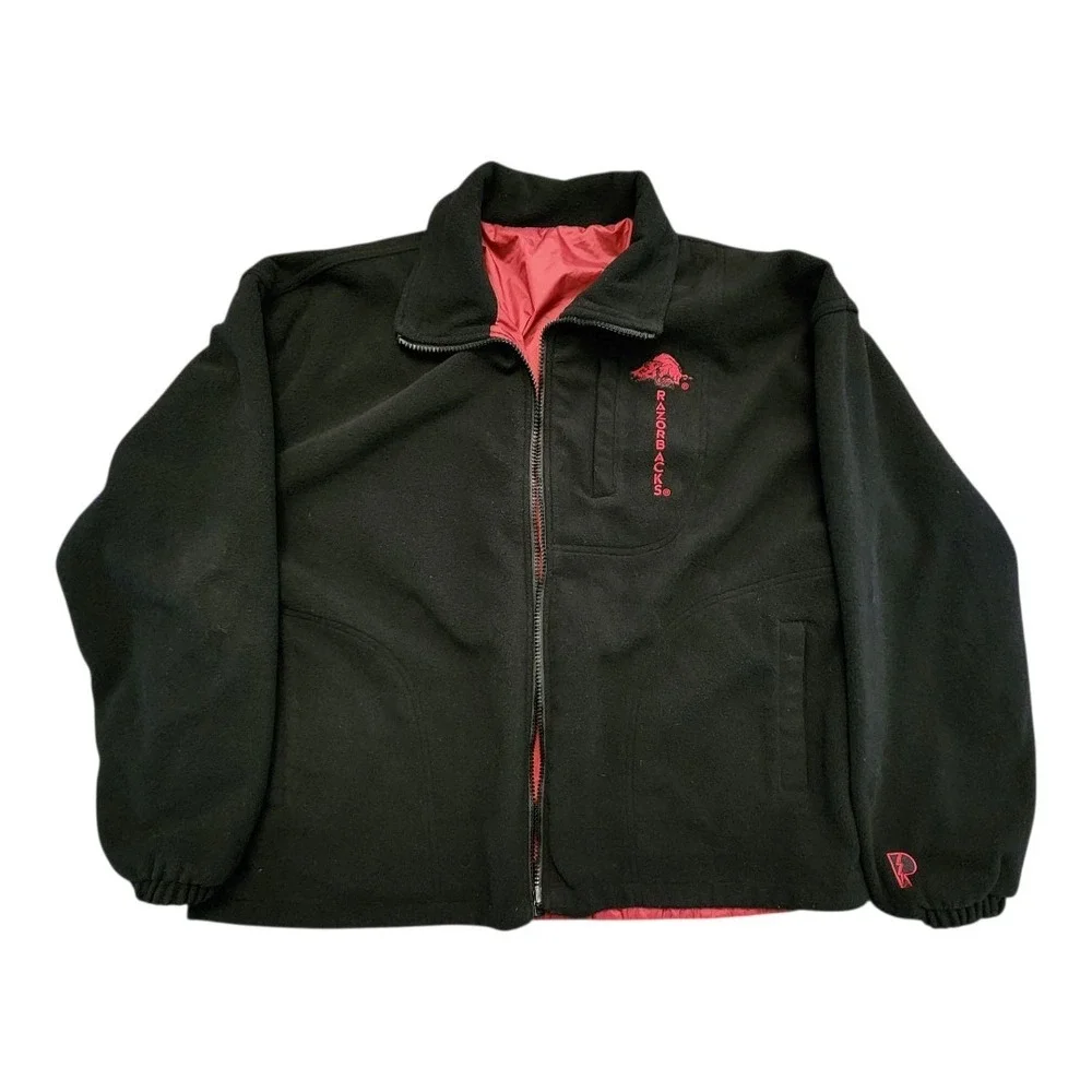 Vintage Pro Player Men Full Zip Reversible Fleece Jacket Arkansas Razorbacks XL